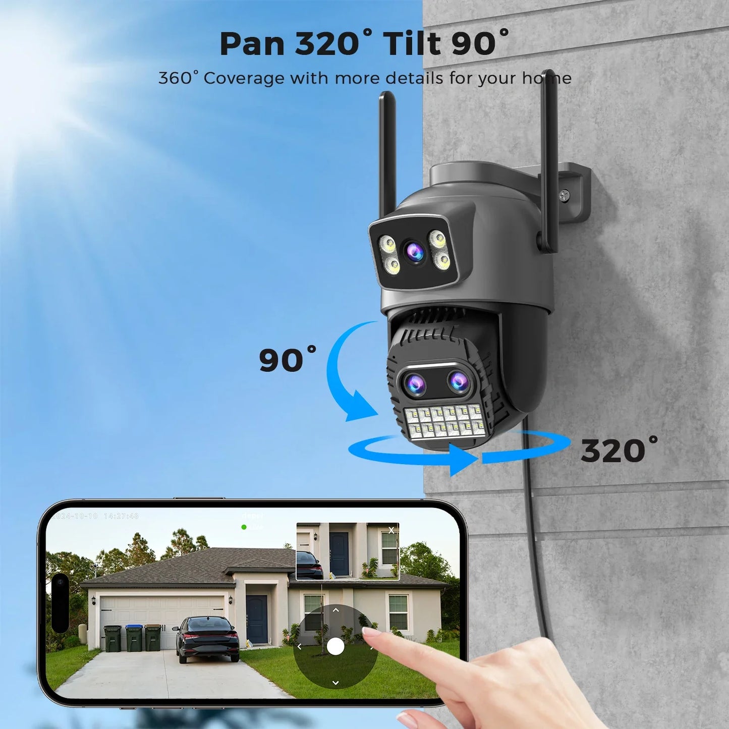 Caméra De Surveillance WiFi PTZ Double Écran 15MP